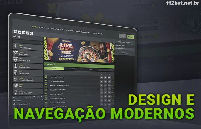 Sobre o design do site da F12Bet - interface e usabilidade